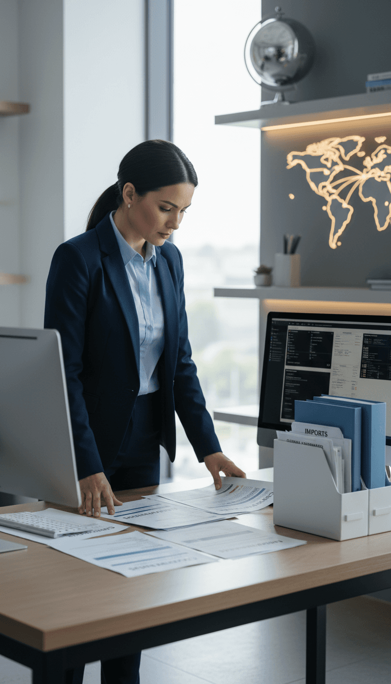 Logistics specialist managing export paperwork